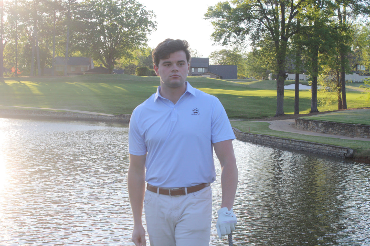 Houndstooth Baby Blue Polo